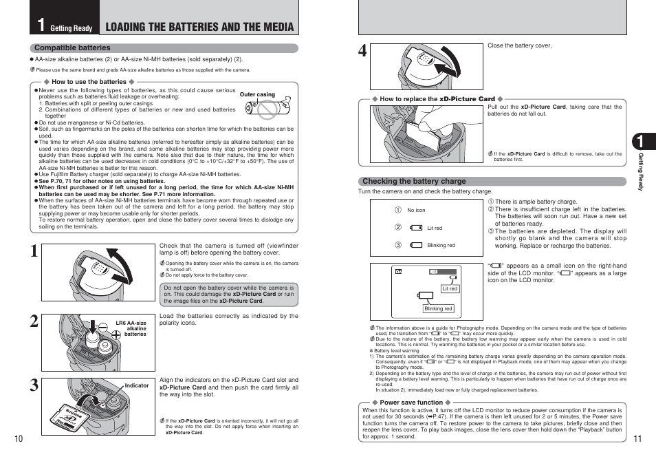 Loading the batteries and the media | FujiFilm FinePix A120 User Manual | Page 6 / 43