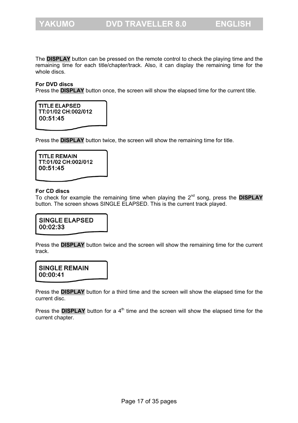 Yakumo dvd traveller 8.0 english | FujiFilm Yakumo DVD Travelle User Manual | Page 21 / 40
