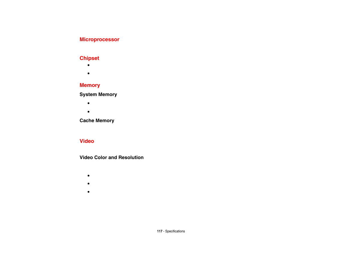 Microprocessor, Chipset, Memory | Video, Microprocessor chipset memory video | FUJITSU LIFEBOOK U810 User Manual | Page 117 / 176