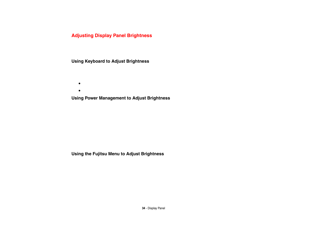 Adjusting display panel brightness | FUJITSU LIFEBOOK U810 User Manual | Page 34 / 176