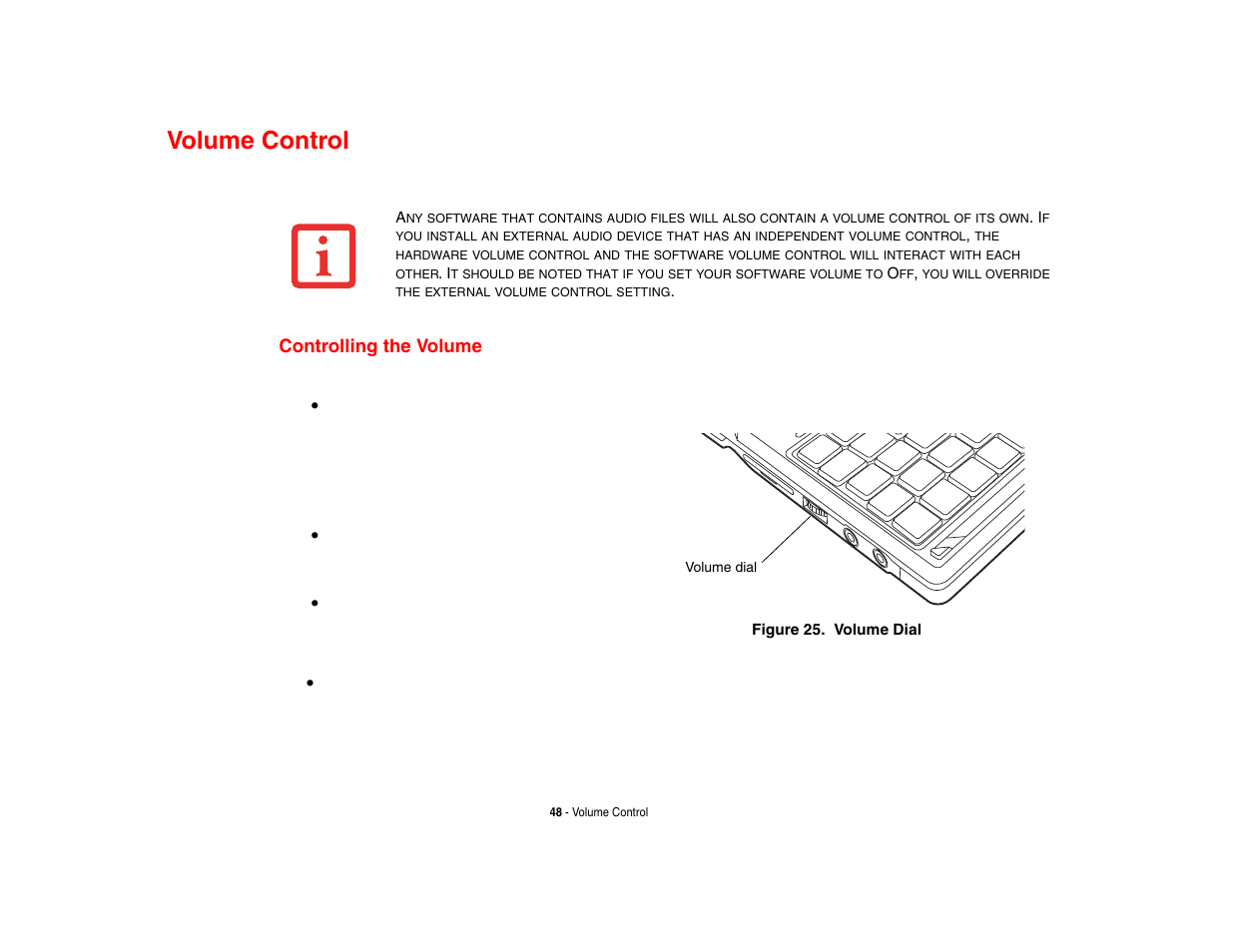 Volume control, Controlling the volume | FUJITSU LIFEBOOK U810 User Manual | Page 48 / 176