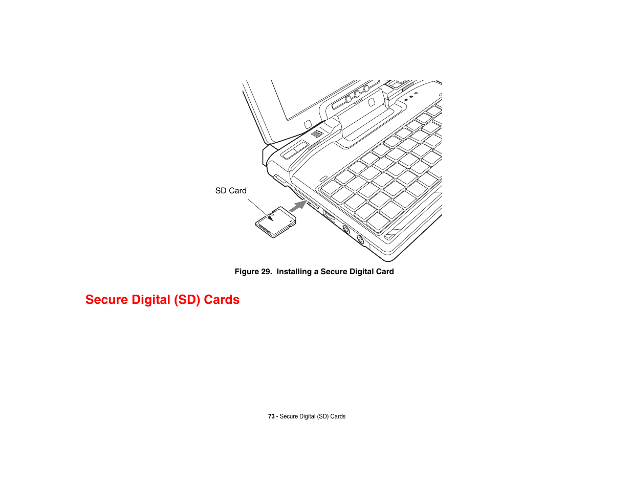 Secure digital (sd) cards | FUJITSU LIFEBOOK U810 User Manual | Page 73 / 176