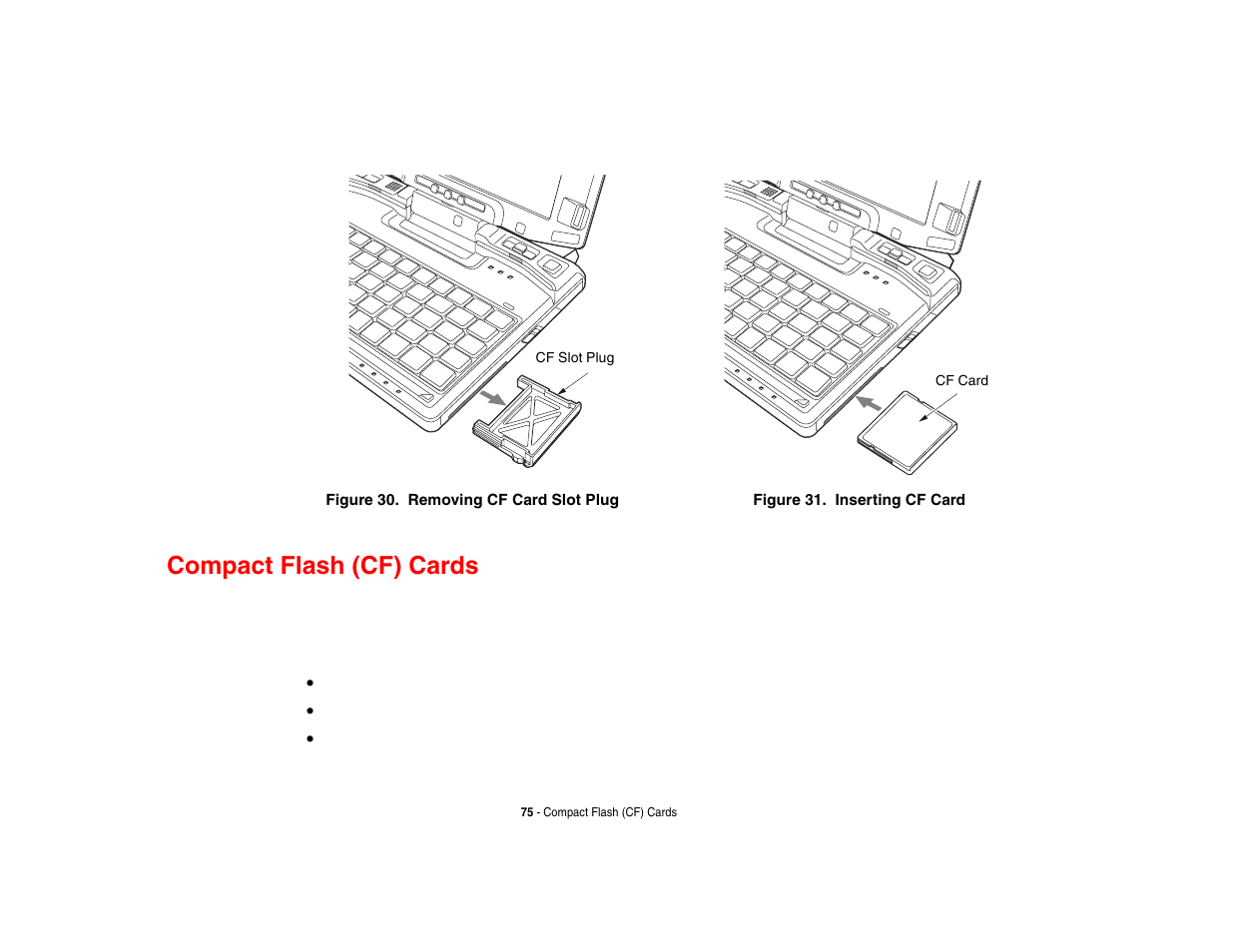 Compact flash (cf) cards | FUJITSU LIFEBOOK U810 User Manual | Page 75 / 176