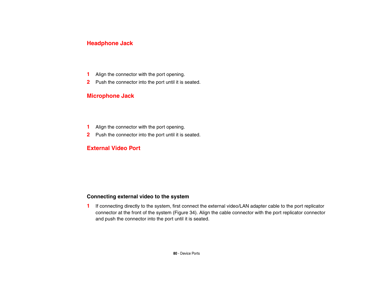 Headphone jack, Microphone jack, External video port | Headphone jack microphone jack external video port | FUJITSU LIFEBOOK U810 User Manual | Page 80 / 176