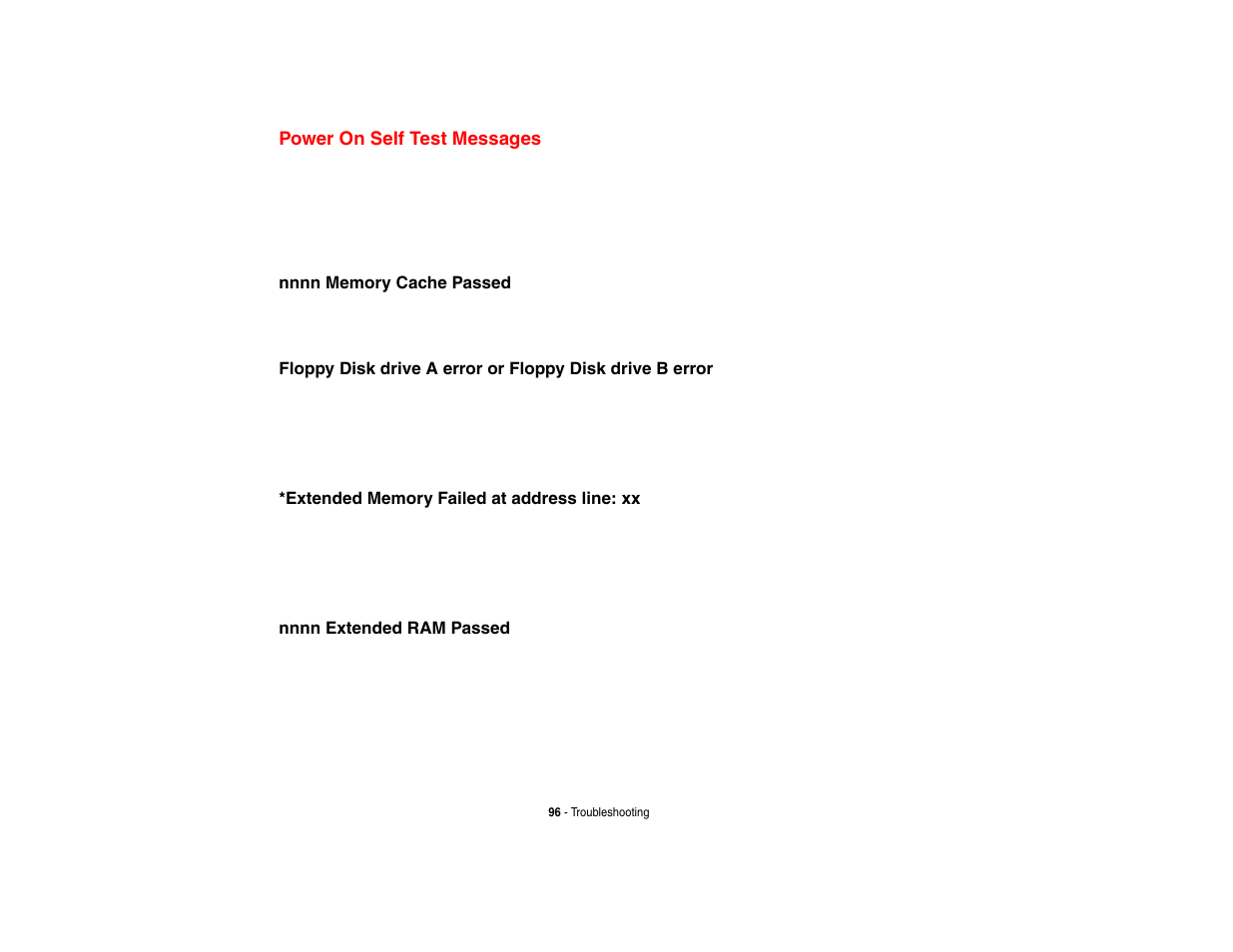 Power on self test messages | FUJITSU LIFEBOOK U810 User Manual | Page 96 / 176