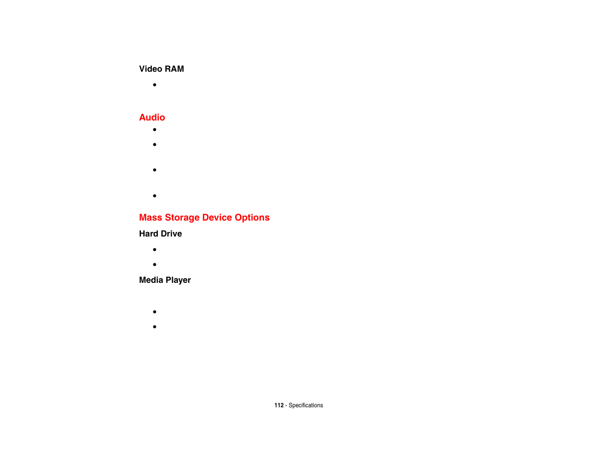 Audio, Mass storage device options, Audio mass storage device options | FUJITSU V1010 User Manual | Page 117 / 162