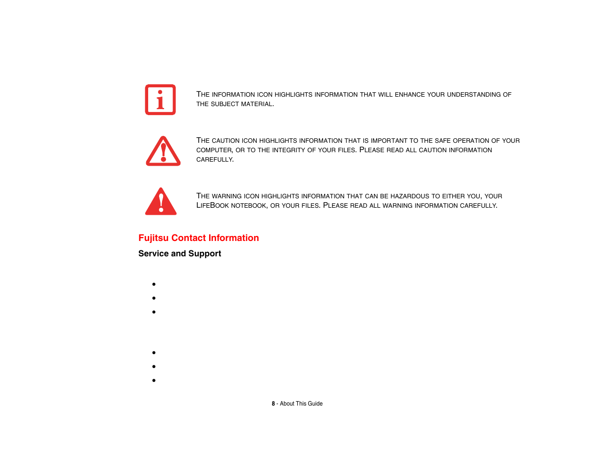 Fujitsu contact information | FUJITSU V1010 User Manual | Page 13 / 162