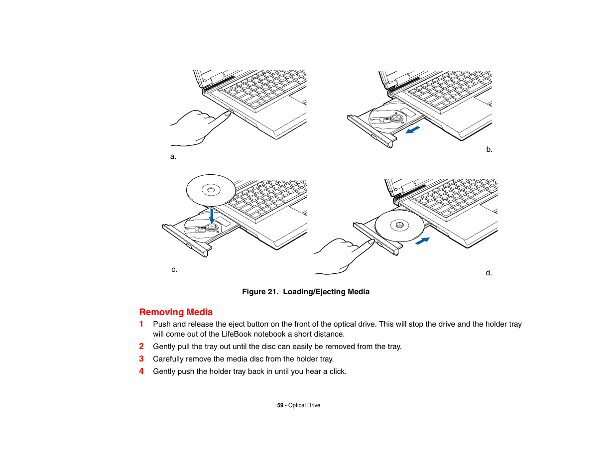 Removing media | FUJITSU V1010 User Manual | Page 64 / 162