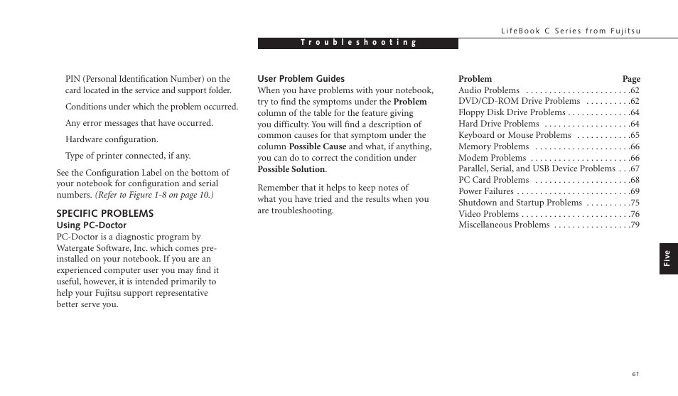 Specific problems | FUJITSU C-4120 User Manual | Page 75 / 120