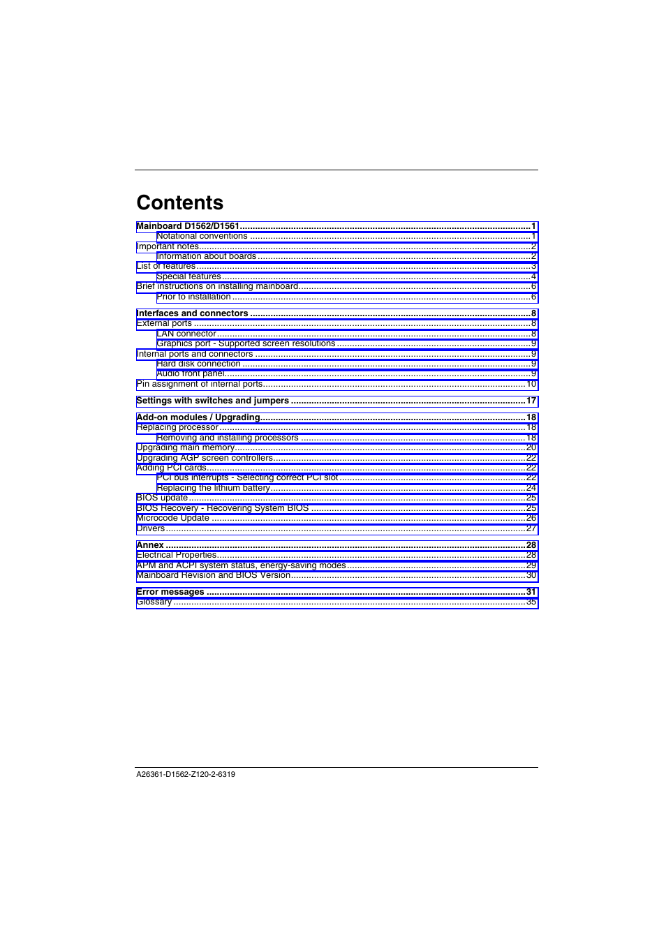 FUJITSU Mainboard D1562 User Manual | Page 9 / 45