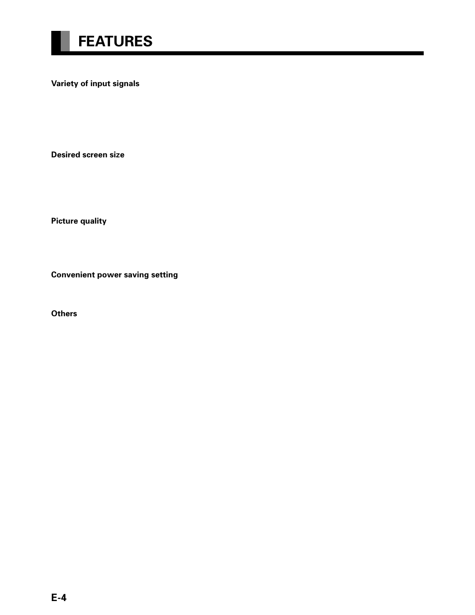 Features | FUJITSU P42VHA20W User Manual | Page 4 / 45