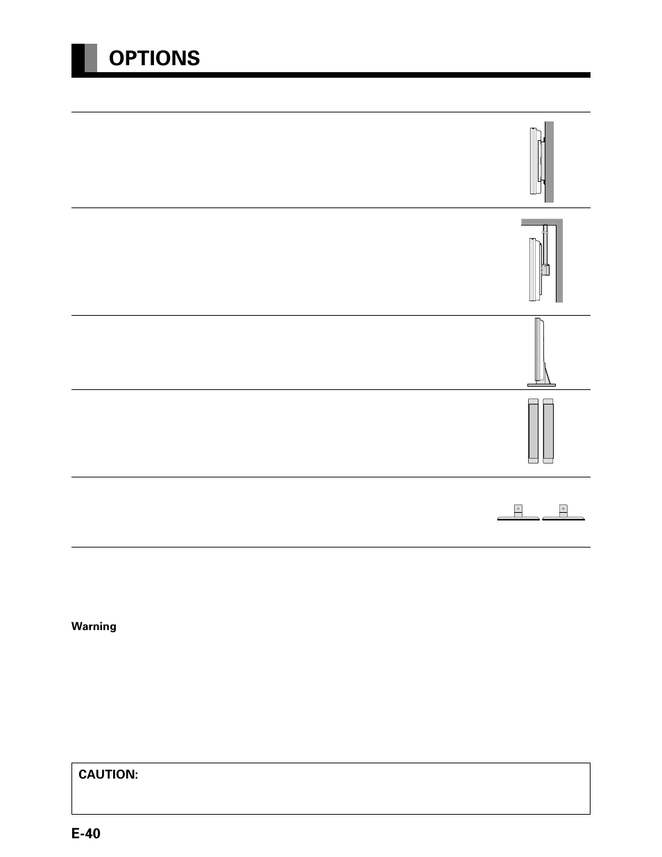 Options, E-40 | FUJITSU P42VHA20W User Manual | Page 40 / 45