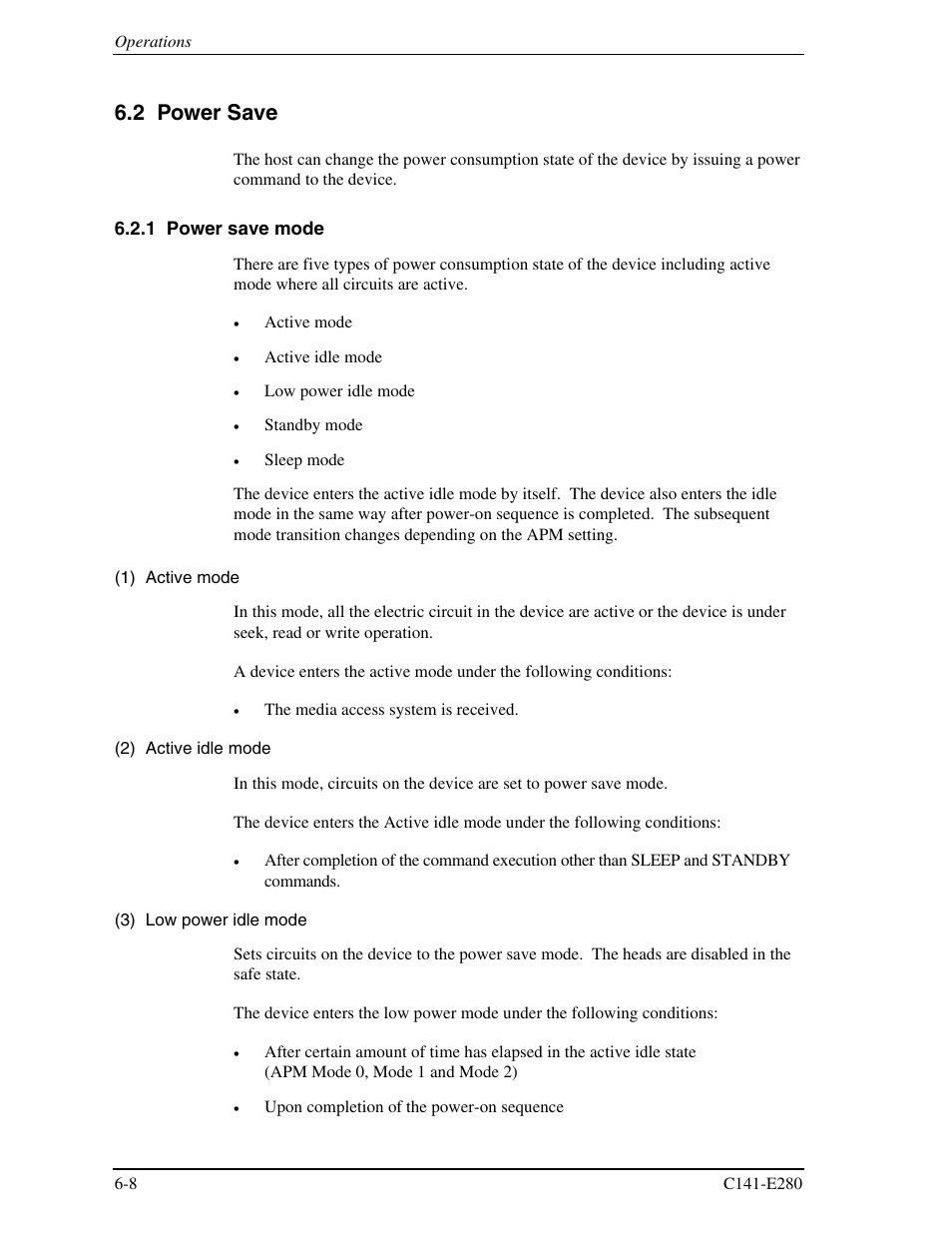 2 power save, 1 power save mode | FUJITSU MHZ2250BJ User Manual | Page 270 / 320