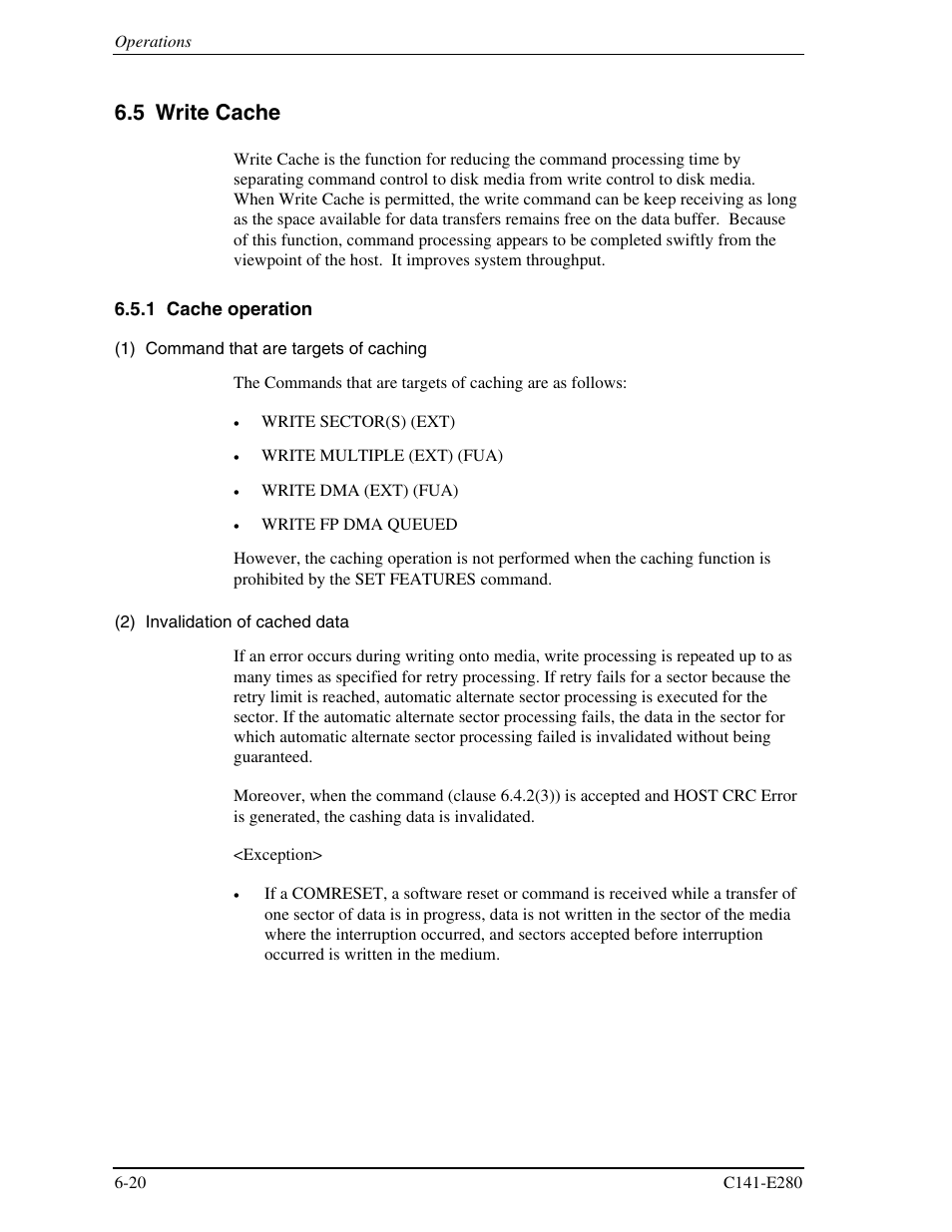 5 write cache, 1 cache operation | FUJITSU MHZ2250BJ User Manual | Page 282 / 320