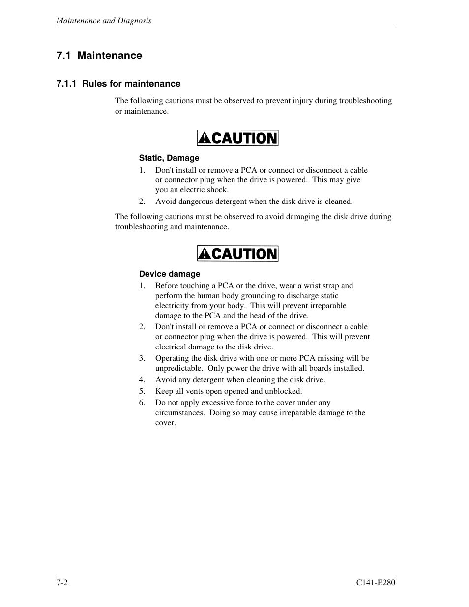 1 maintenance, 1 rules for maintenance | FUJITSU MHZ2250BJ User Manual | Page 286 / 320