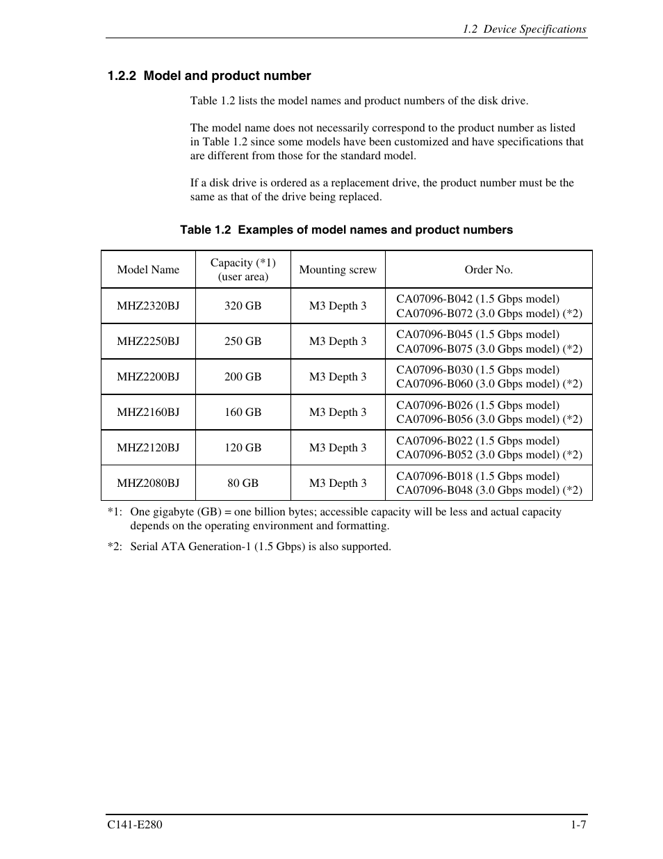 2 model and product number | FUJITSU MHZ2250BJ User Manual | Page 29 / 320