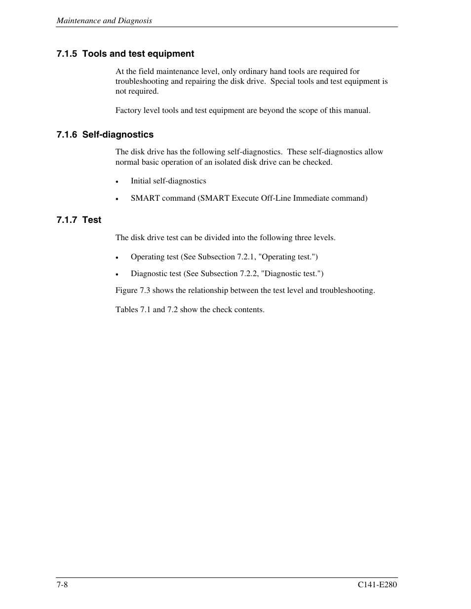 5 tools and test equipment, 6 self-diagnostics, 7 test | FUJITSU MHZ2250BJ User Manual | Page 292 / 320
