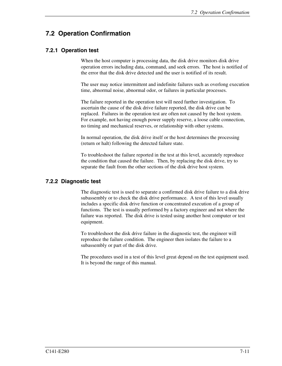 2 operation confirmation, 1 operation test, 2 diagnostic test | FUJITSU MHZ2250BJ User Manual | Page 295 / 320