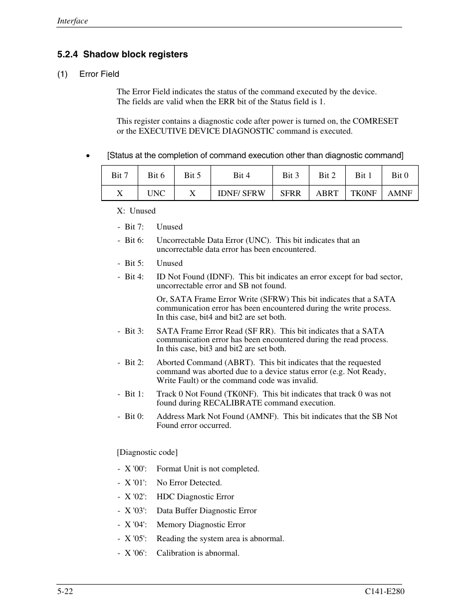 4 shadow block registers | FUJITSU MHZ2250BJ User Manual | Page 96 / 320