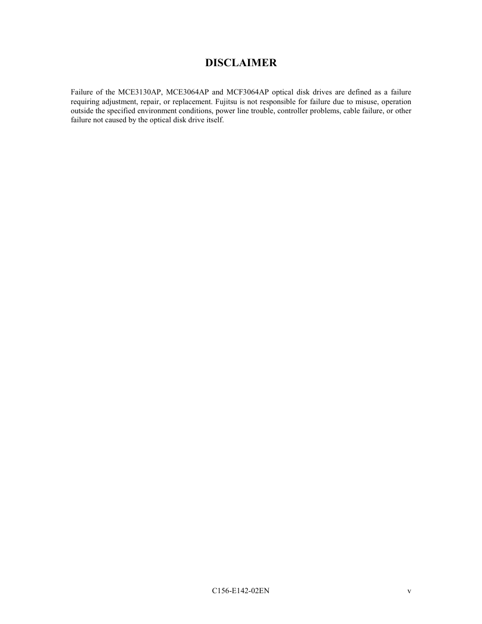 Disclaimer | FUJITSU MCE3130AP User Manual | Page 6 / 175