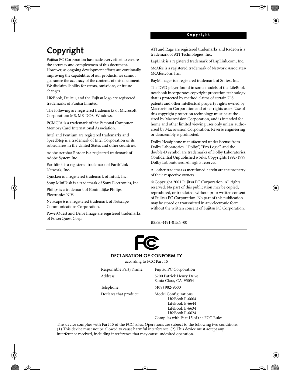 FUJITSU E-6664 User Manual | 104 pages