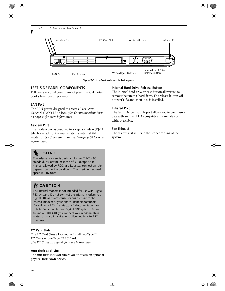 Left-side panel components | FUJITSU E-6664 User Manual | Page 18 / 104