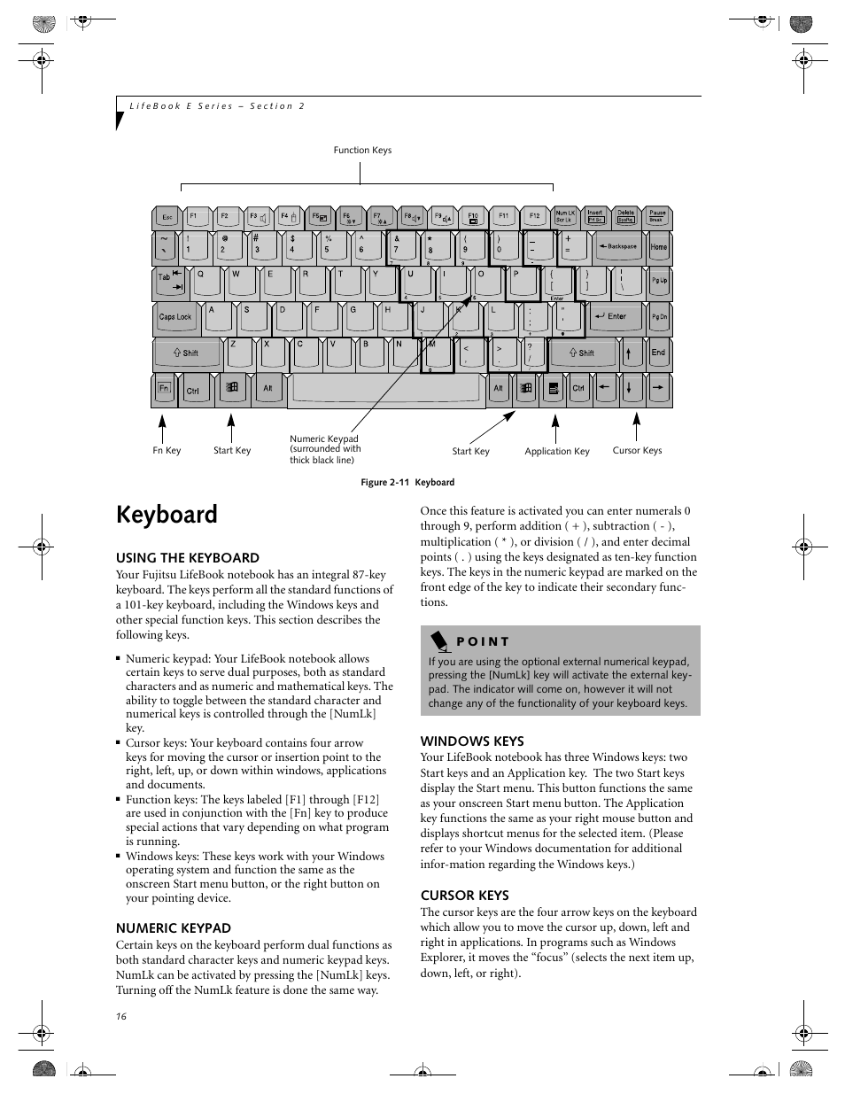 Keyboard | FUJITSU E-6664 User Manual | Page 24 / 104