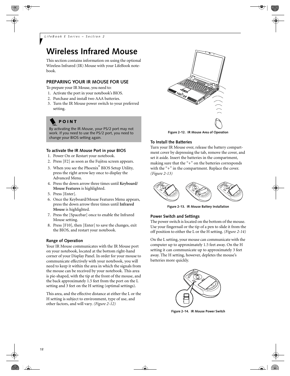 Wireless infrared mouse, Preparing your ir mouse for use | FUJITSU E-6664 User Manual | Page 26 / 104