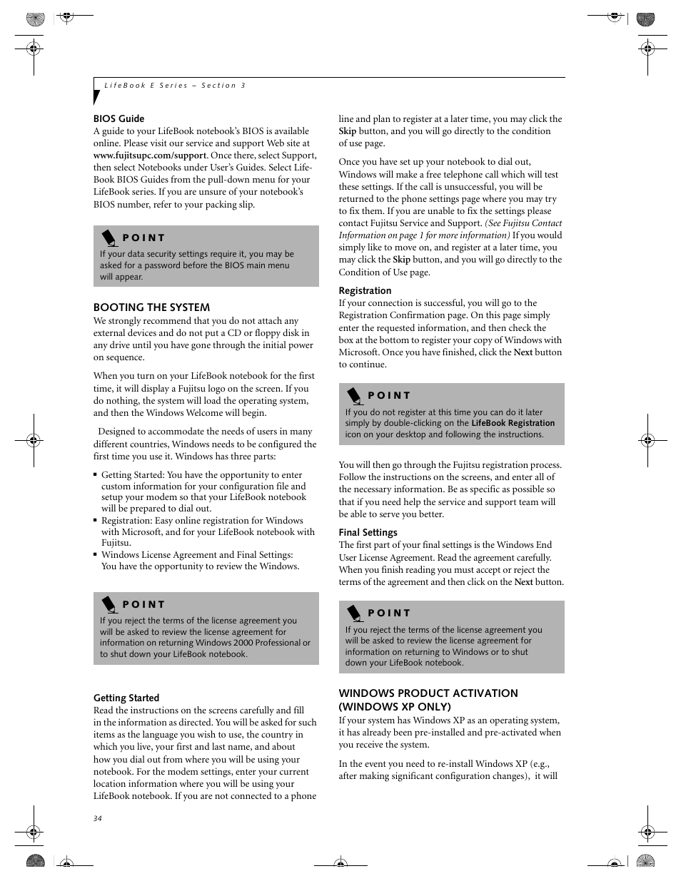 Booting the system windows product activation, Windows xp only) | FUJITSU E-6664 User Manual | Page 42 / 104