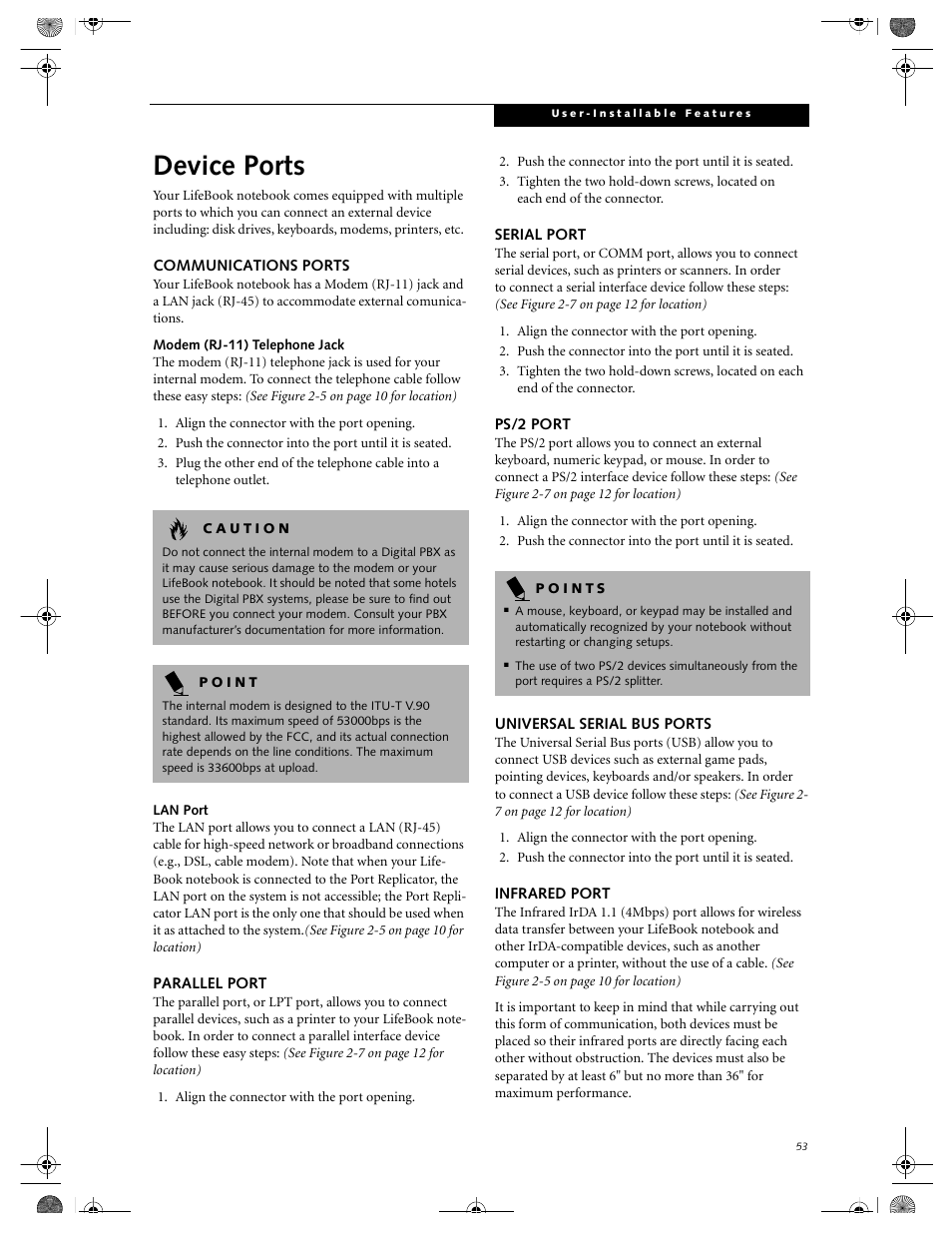 Device ports | FUJITSU E-6664 User Manual | Page 61 / 104