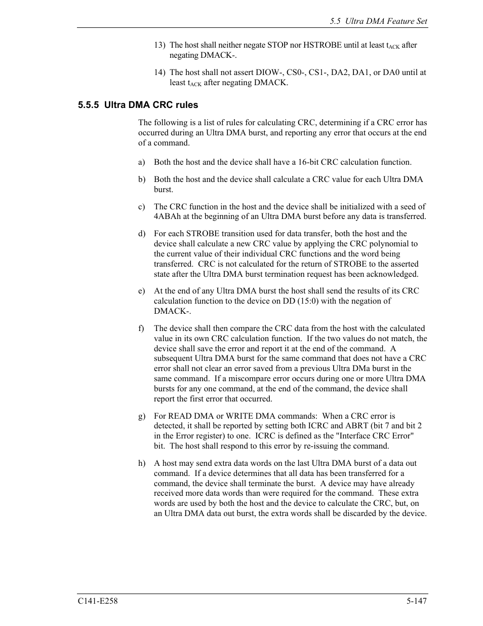 5 ultra dma crc rules | FUJITSU MHW2060AC User Manual | Page 223 / 278