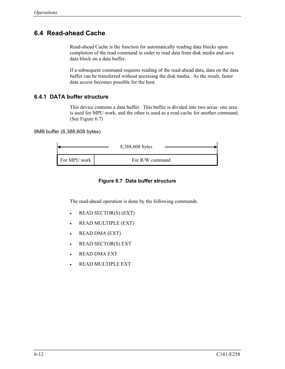 4 read-ahead cache, 1 data buffer structure | FUJITSU MHW2060AC User Manual | Page 252 / 278