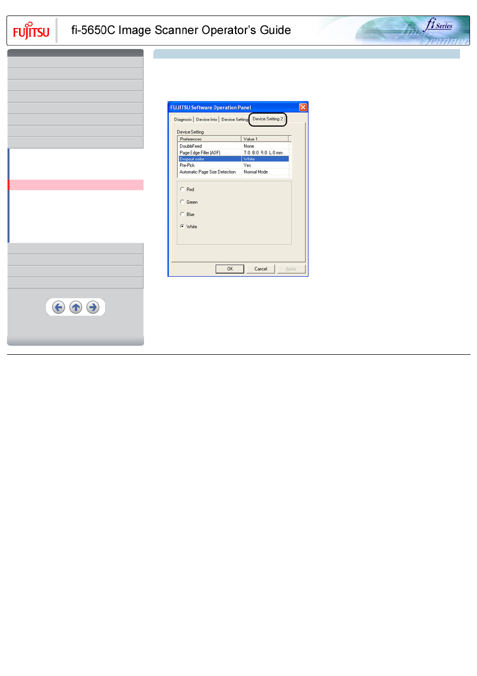 4 setting dropout color, Dropout color | FUJITSU Image Scanner fi-5650C User Manual | Page 135 / 161