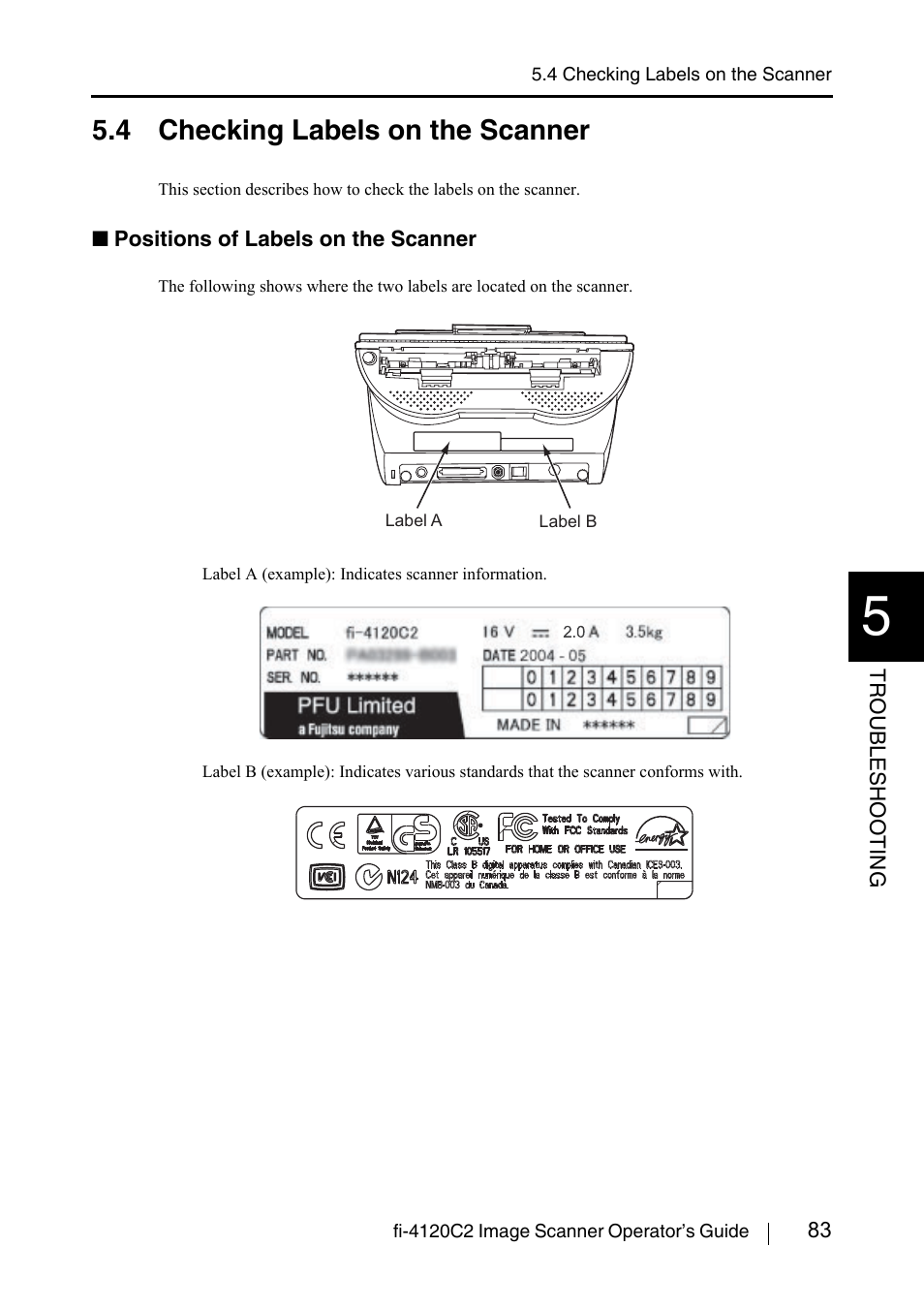 4 checking labels on the scanner | FUJITSU fi-4120C2 User Manual | Page 99 / 130