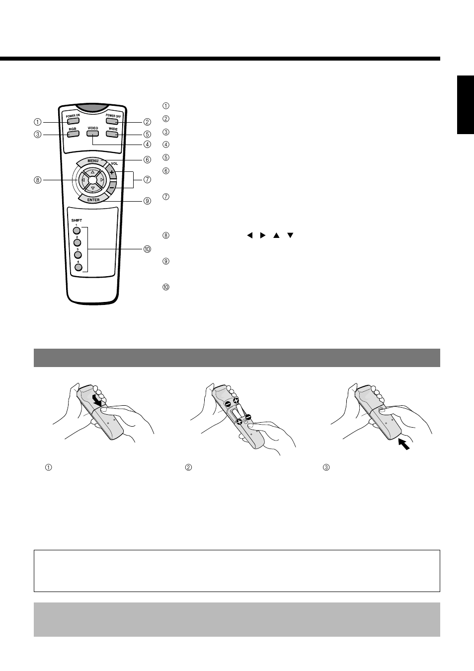 E-11, Putting batteries in the remote control, Caution | FUJITSU PDS5004U User Manual | Page 14 / 50