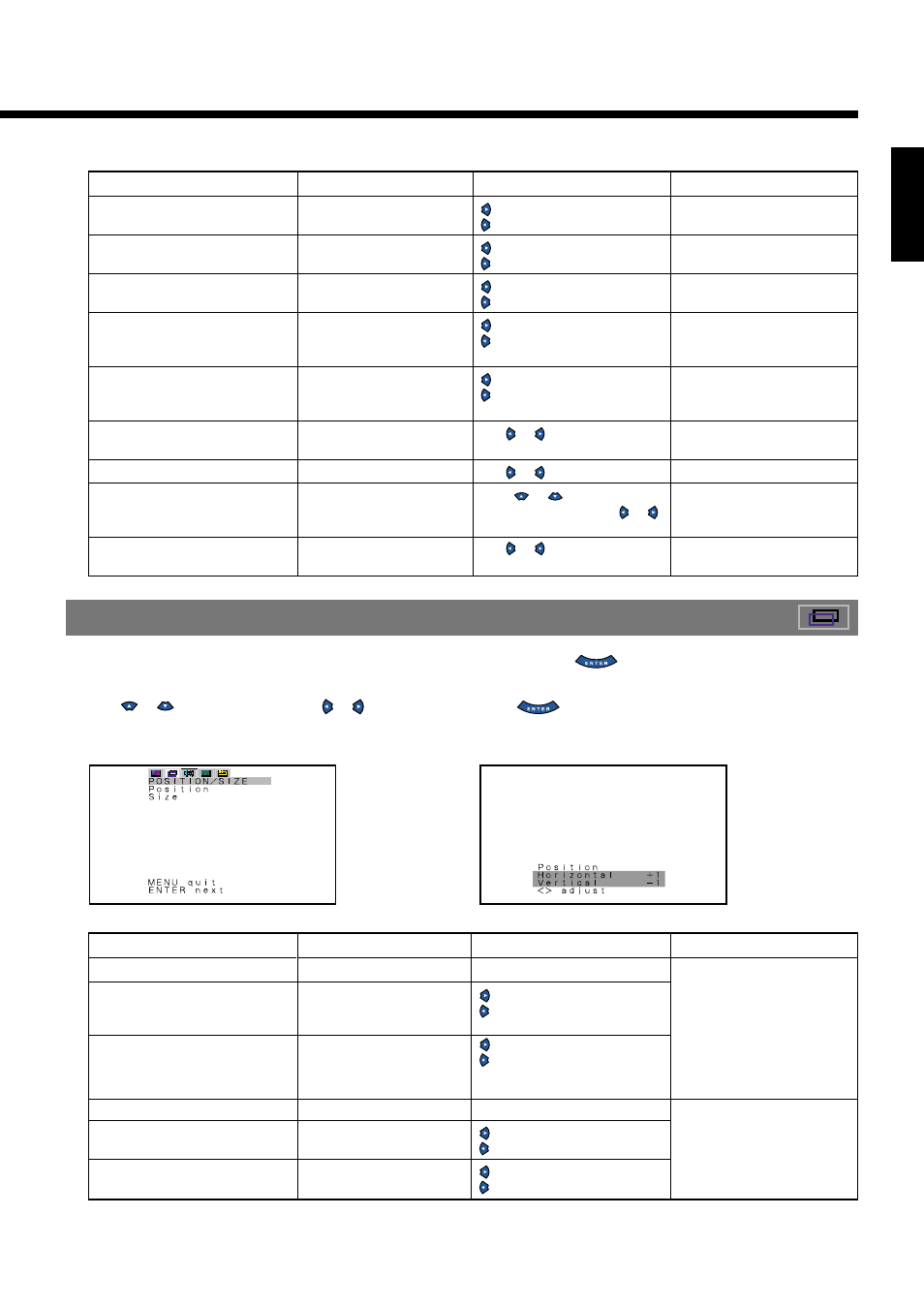 E-21, Using the position/size menu | FUJITSU PDS5004U User Manual | Page 24 / 50