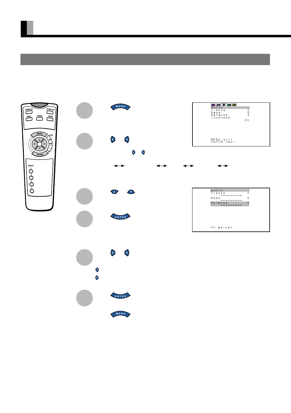 Adjusting audio (audio menu) | FUJITSU PDS5004U User Manual | Page 33 / 50