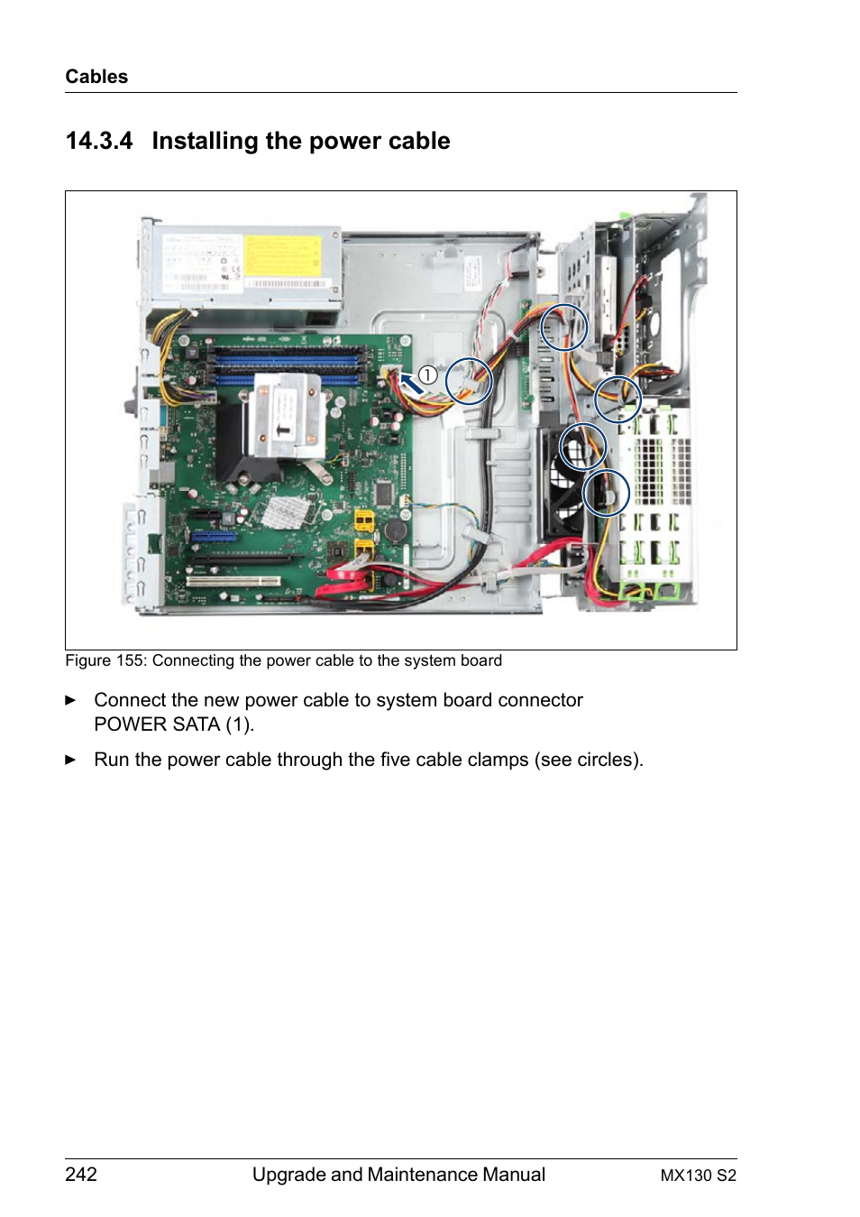 4 installing the power cable, Installing the power cable | FUJITSU PRIMERGY MX130 S2 User Manual | Page 242 / 256