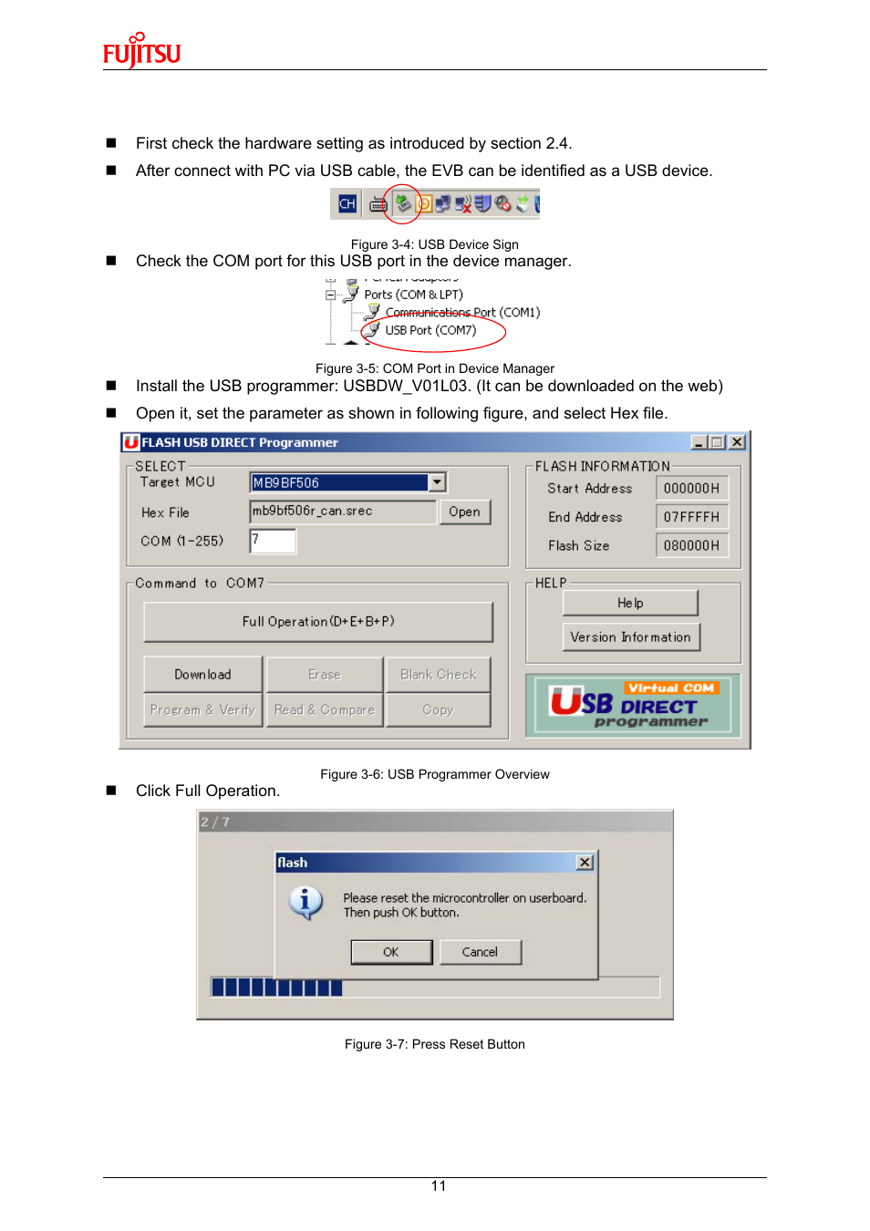 2 on-board programming via usb | FUJITSU 32-Bit Microcontroller MB9B500 Series User Manual | Page 11 / 34