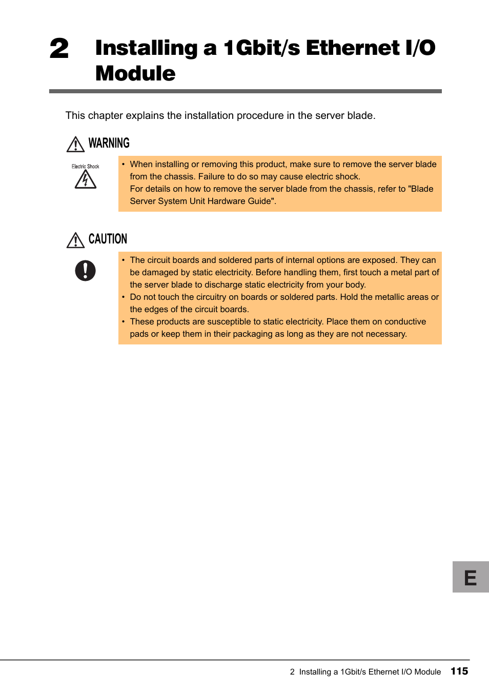 2 installing a 1gbit/s ethernet i/o module, Installing a 1gbit/s ethernet i/o module | FUJITSU PG-FCS102 User Manual | Page 15 / 98