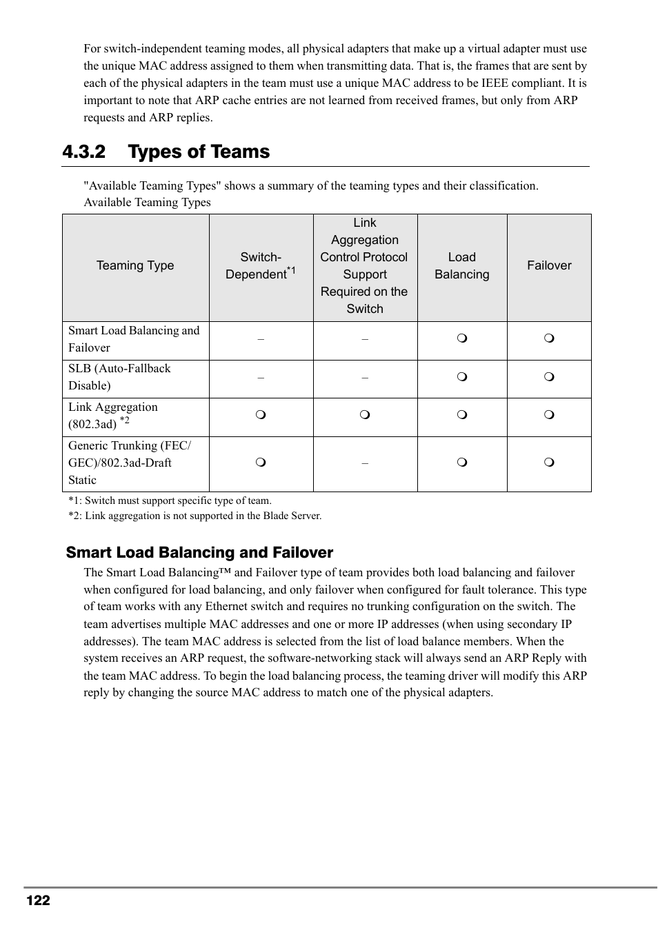 2 types of teams, Smart load balancing and failover | FUJITSU PG-FCS102 User Manual | Page 22 / 98
