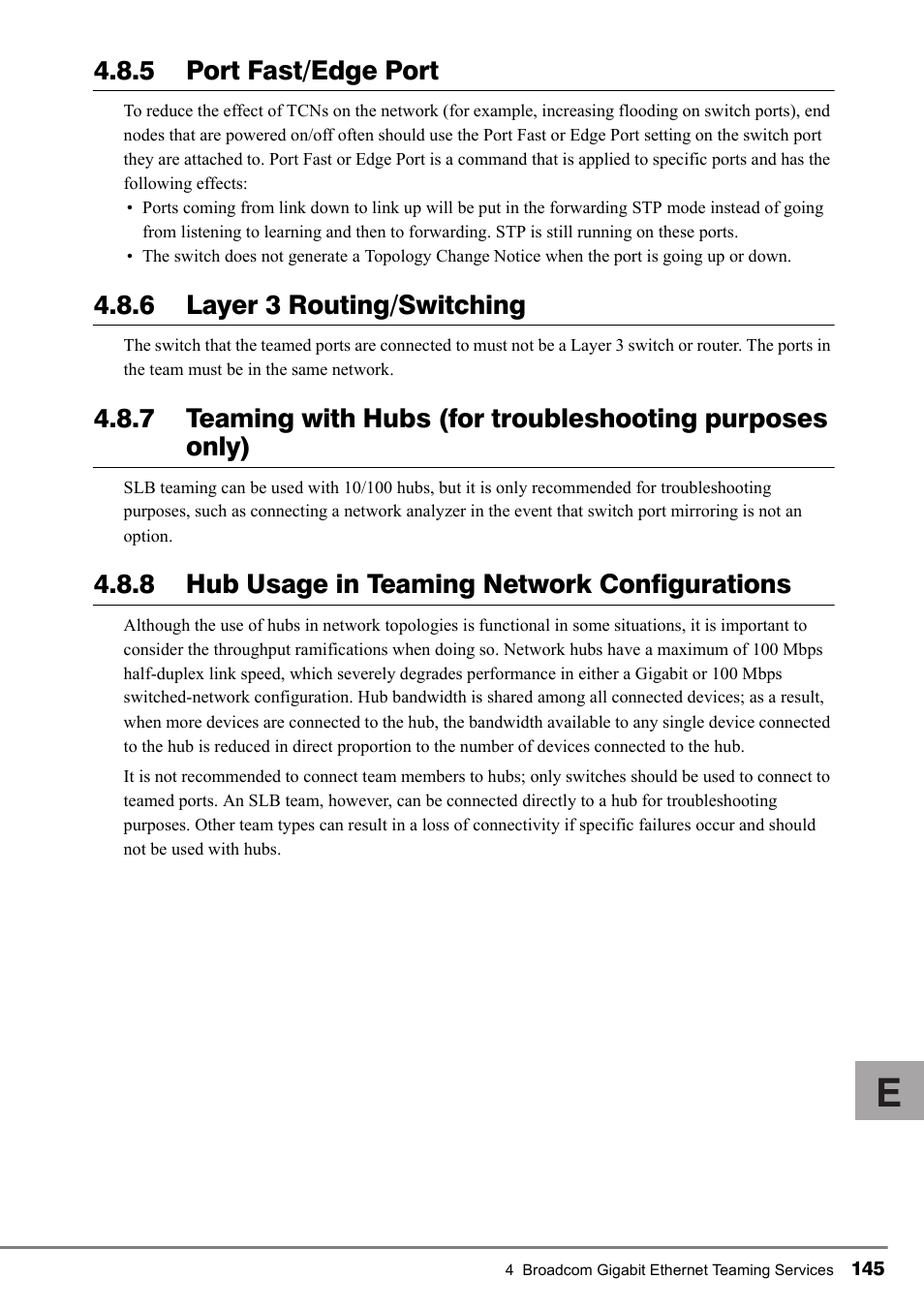 5 port fast/edge port, 6 layer 3 routing/switching, 8 hub usage in teaming network configurations | FUJITSU PG-FCS102 User Manual | Page 45 / 98