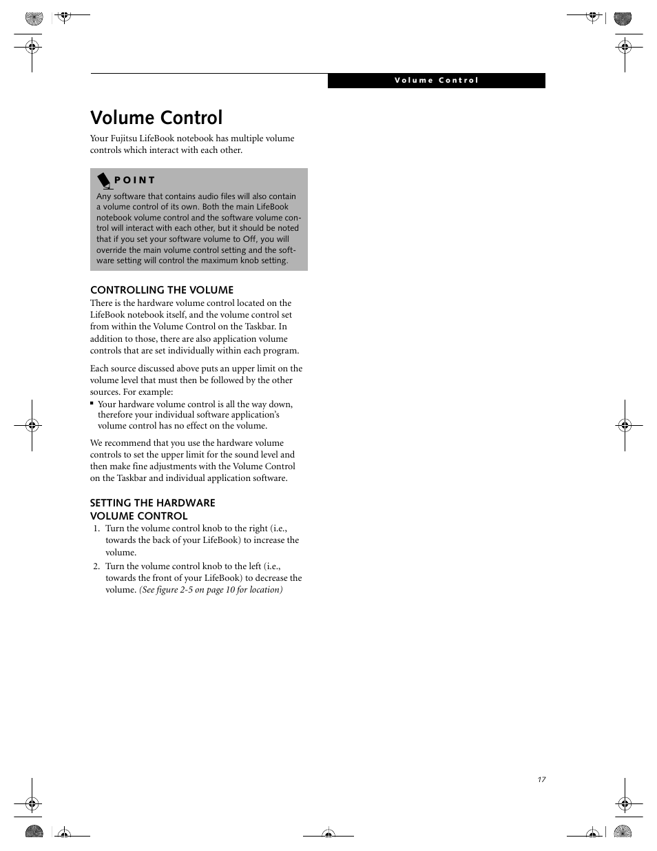 Volume control | FUJITSU LIFEBOOK C2111 User Manual | Page 23 / 116