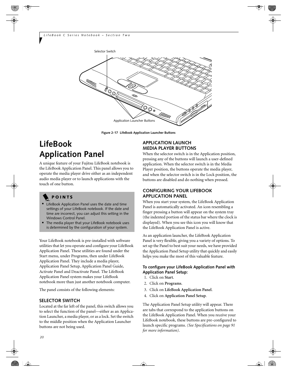 Lifebook application panel | FUJITSU LIFEBOOK C2111 User Manual | Page 26 / 116