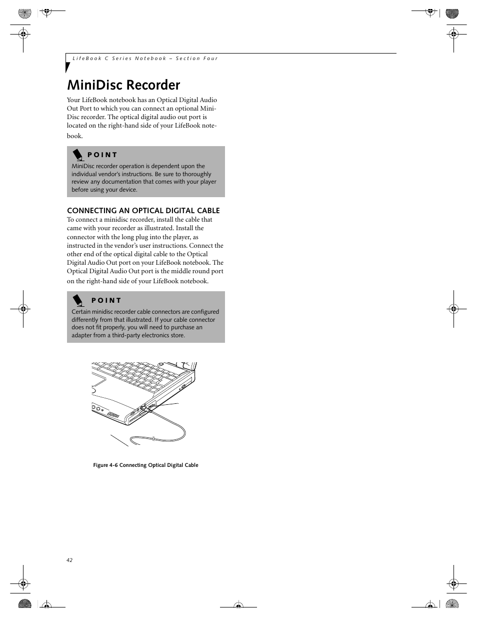 Minidisc recorder | FUJITSU LIFEBOOK C2111 User Manual | Page 48 / 116