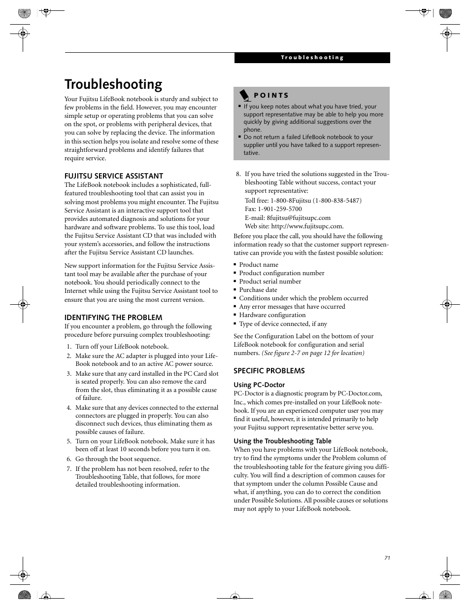 Troubleshooting | FUJITSU LIFEBOOK C2111 User Manual | Page 77 / 116