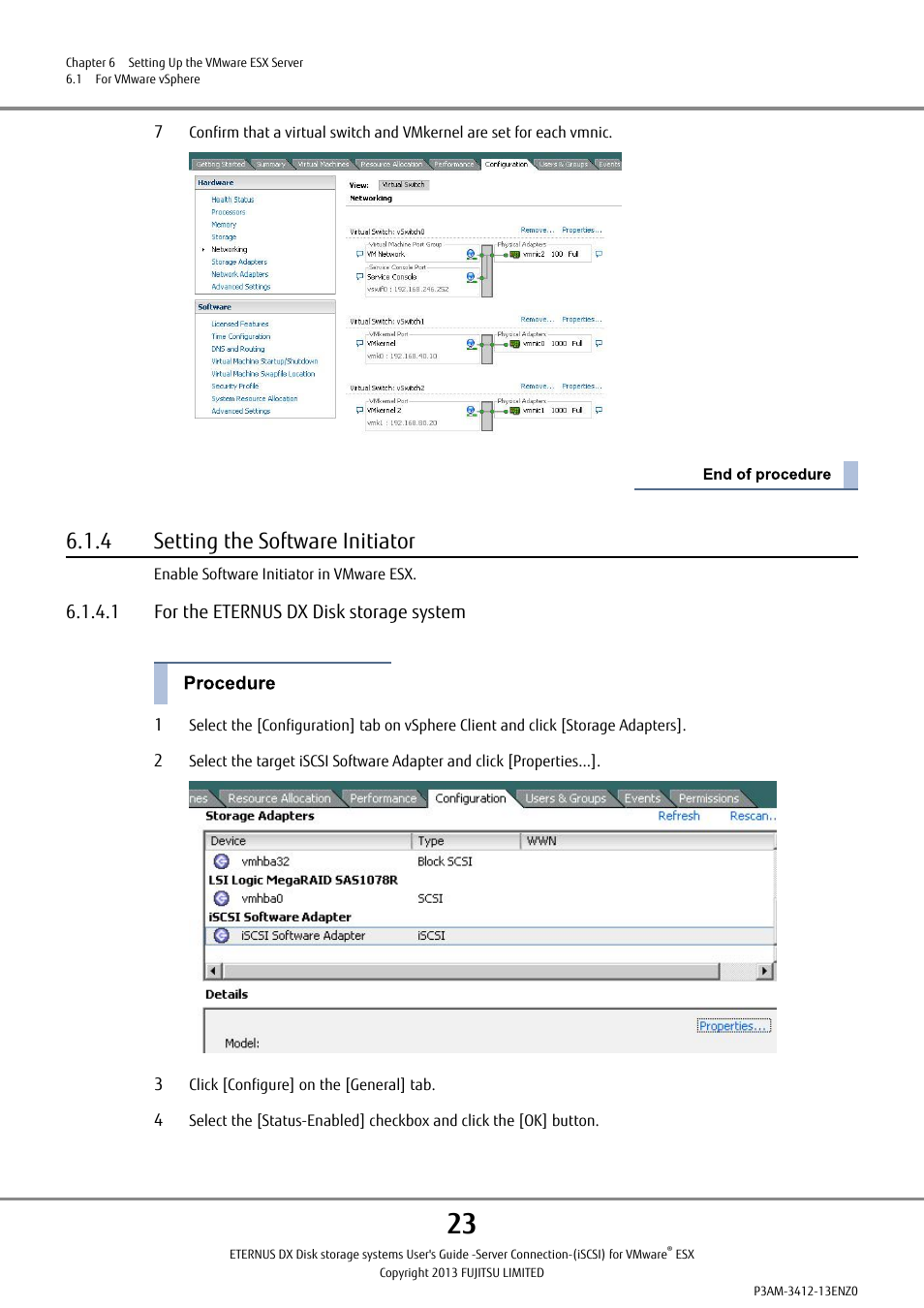 4 setting the software initiator | FUJITSU Eturneus Disk Storage System (ISCSI) for VMware ESX User Manual | Page 23 / 42