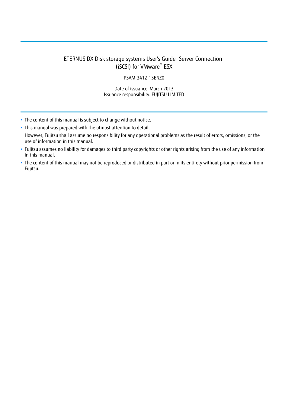 Colophon | FUJITSU Eturneus Disk Storage System (ISCSI) for VMware ESX User Manual | Page 41 / 42