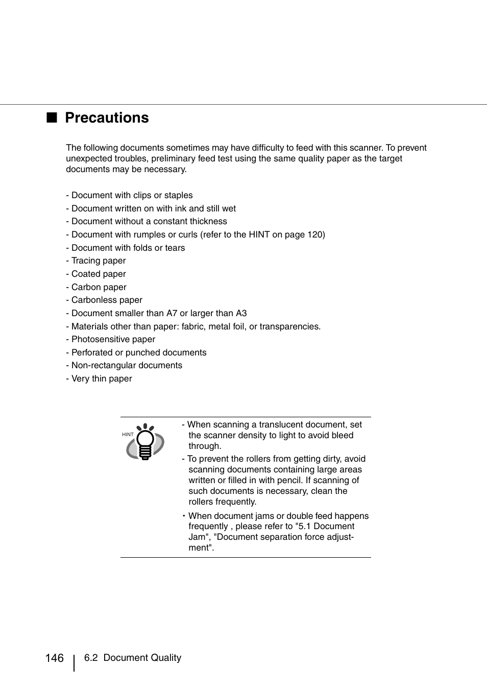 Precautions | FUJITSU IMAGE SCANNER FI-486PRRE User Manual | Page 169 / 286