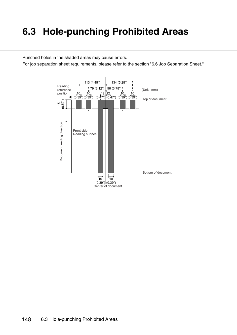 3 hole-punching prohibited areas, Hole-punching prohibited areas | FUJITSU IMAGE SCANNER FI-486PRRE User Manual | Page 171 / 286